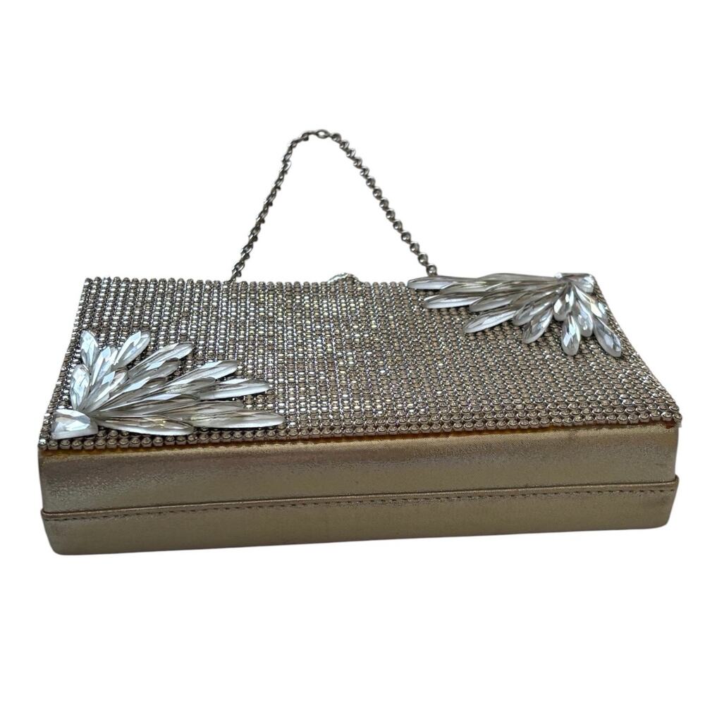Rhinestone Evening Clutch Bag Crystal Crystal Embellished Party Purse Vintage - Picture 3 of 10